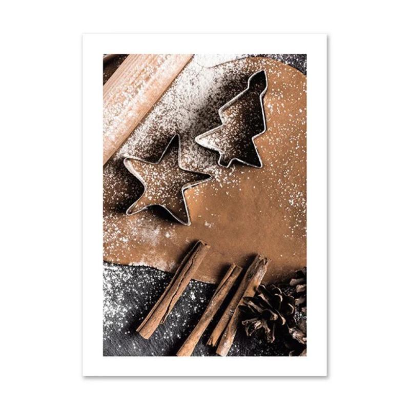 Christmas Deer Snowscape Canvas Poster Art Prints Hazelnut Wood Wall Paintings Christmas Wall Posters Living Room Decor Gift