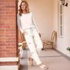 Women's Casual Neck Loose Fit Printed Pajama Set Sleepwear Pants