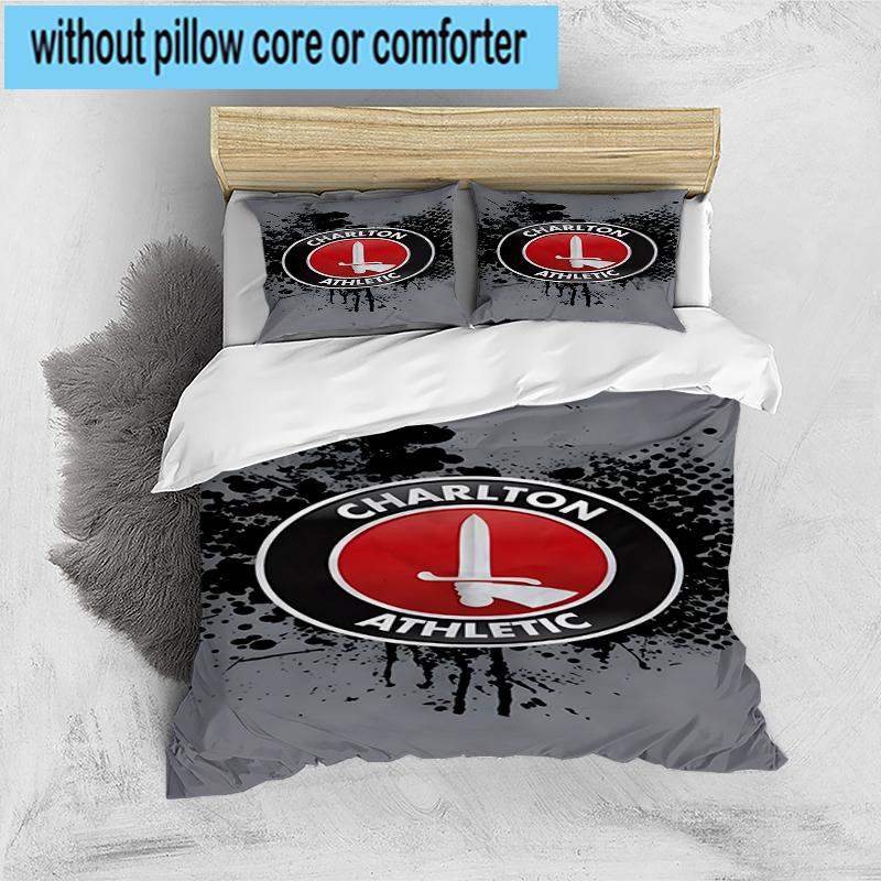 3PCS Football Charlton-Athletic Crest Bedding Set,Including 1pc Duvet Cover And 2pcs Pillowcases Perfect for Bedroom, Dormitory, Fan Christmas Gift