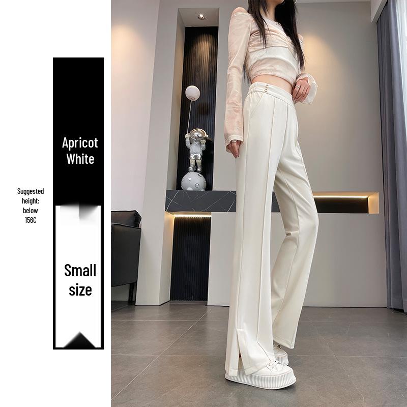 

Женские брюки микроклеш с высокой посадкой, черные - Свободные, стройнящие, с широкими штанинами, драпировка для повседневной носки весной/летом M