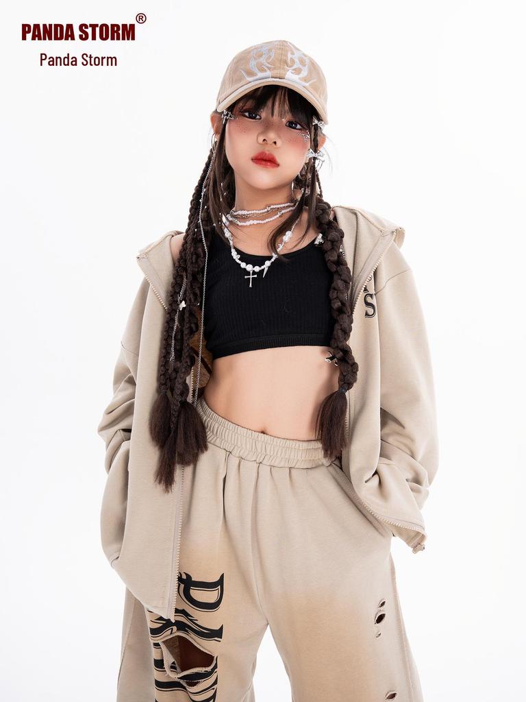 Gyermek Hip Hop Jazz Utcai Tánc Menő Szett - Hosszú Ujjú Dzseki és Nadrág Fiúknak és Lányoknak