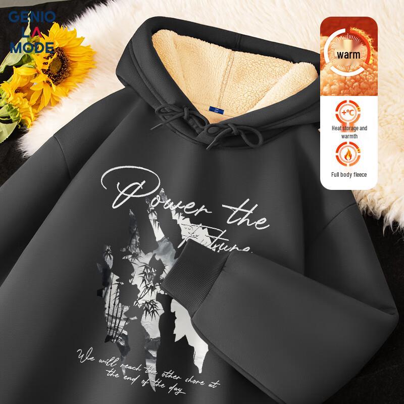 GENIOLAMODE Men's Fleece Lined Hooded Sweatshirt