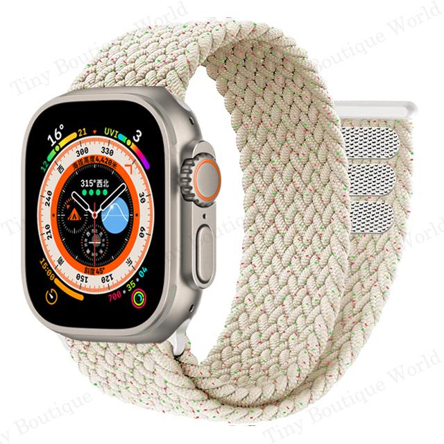 Braided Solo Loop Strap For Apple Watch Ultra 49mm 44mm 45mm 40mm 41mm 42mm Correa Bracelet iWatch Series 8 7 SE 6 5 4 3 Strap