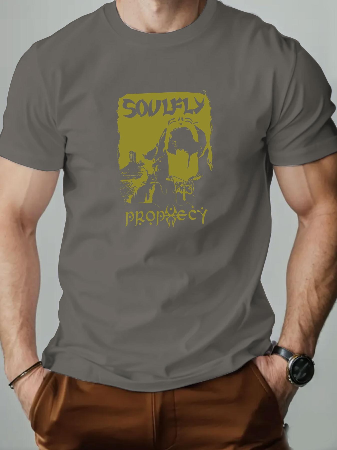 

Mens cotton Tshirt SOULFLY summer round neck shortsleeved graphic breathable fashion casual Tshirt M