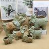 Elephant Shape Succulent Planter, Breathable Coarse Ceramic Pot for Small Cactus, Unique Desktop Decor