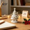 DIY Coloring Christmas Ornaments 3D Printed Tree House Kit, White Primer Miniature Model Compact Desktop Decor for Painting, Holiday Craft Kids, Micro