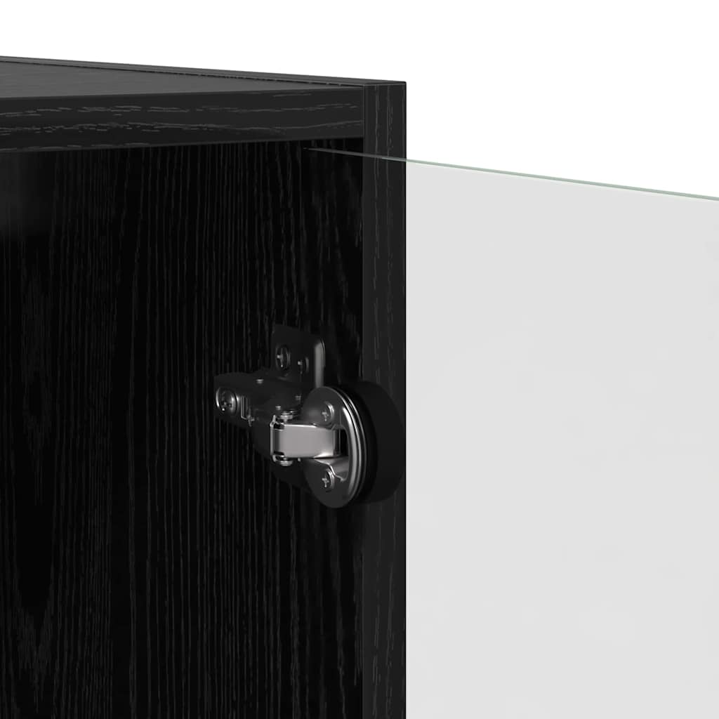 Wall Mounted Cabinet Black Oak Effect 68 x 37 x 68.5 cm