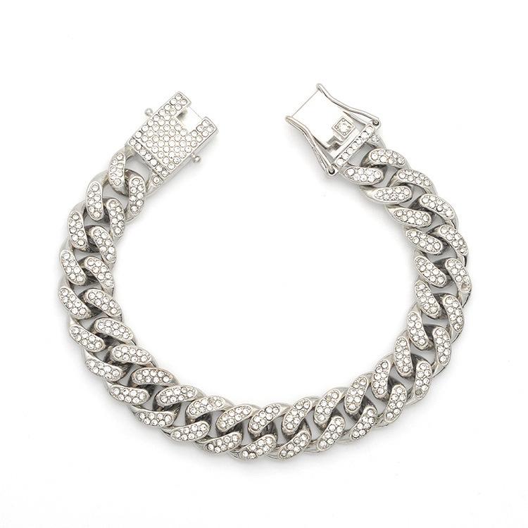 Cuban Bracelet, Hip-hop Street Couple Bracelet, Three-dimensional Micro Inlaid Hand Accessory