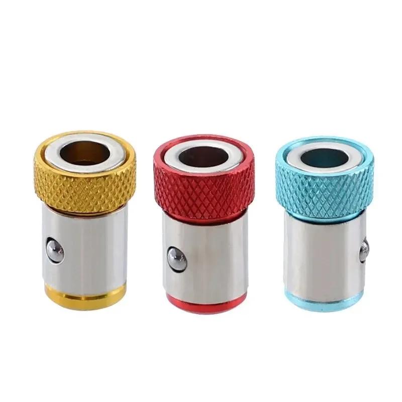 3pcs 1/4 Batch Head Color Magnetic Coil Screwdriver Tip Filling Metal Screwdriver Head Positioning Steel Sleeve Tool