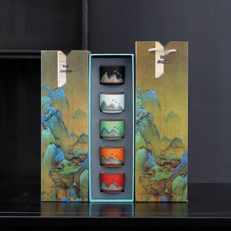 Guochao 'Ten Thousand Miles' Ceramic Master Tea Cup Gift Set