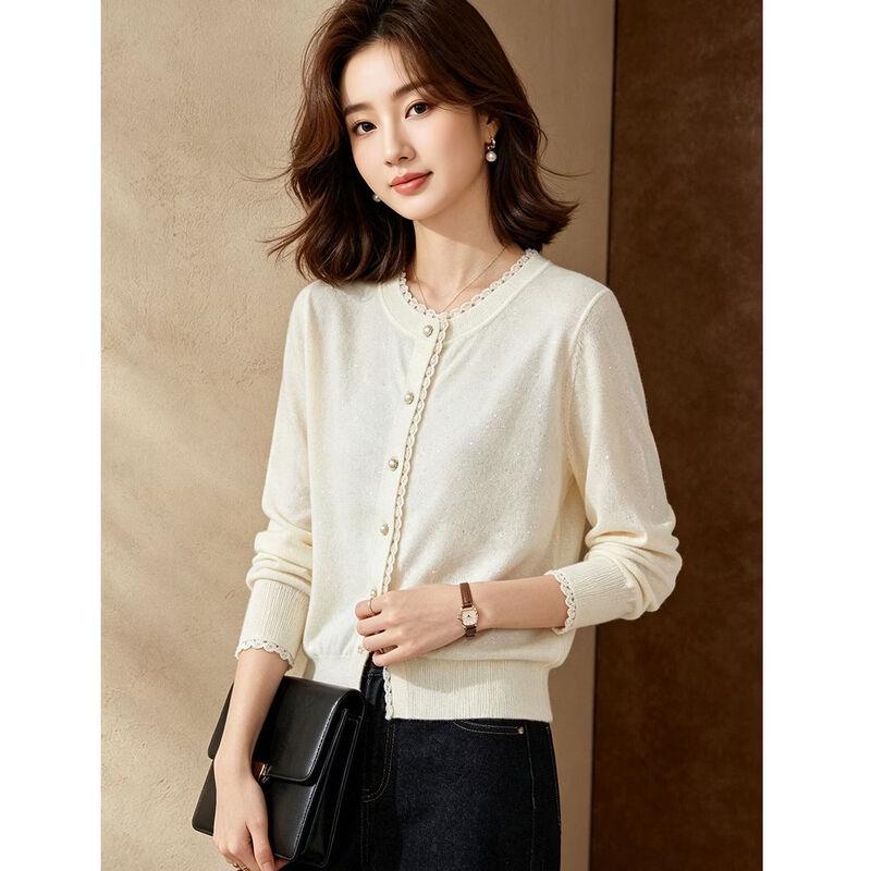 D.F.DEAR Elegant Crew Neck Knit Cardigan