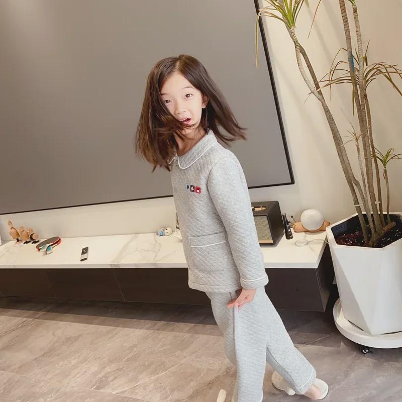 2025 Spring/Autumn Kids' Warm Cotton Home & Outfits - Unisex Thickened Suit