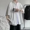 Men's Summer Ice Silk Half Sleeve Shirt - Hong Kong Style, Loose Fit, Casual Streetwear Top