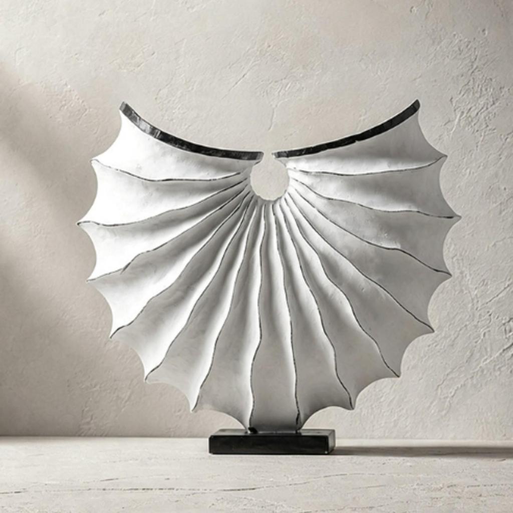 Geometric Shell Sculpture Matte with Base Black for Mantel, Homeowners