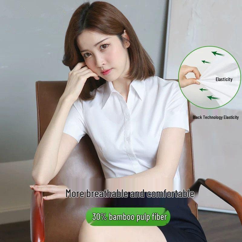 Women's Professional Bamboo Fiber Short Sleeve Shirt