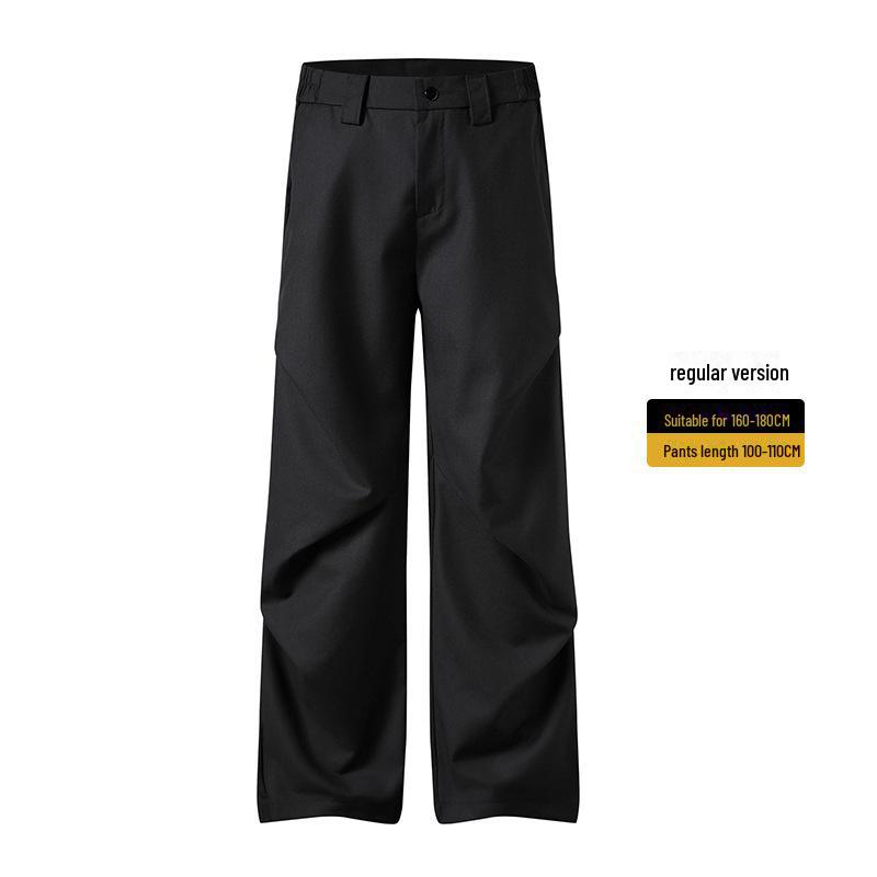 Muqiu Męskie Letnie Plisowane Szerokie Spodnie