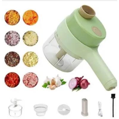4 In 1 Handheld Electric Vegetable Cutter Set for Garlic Pepper Chili Onion Celery Ginger Meat with Brush Kitchen Tools