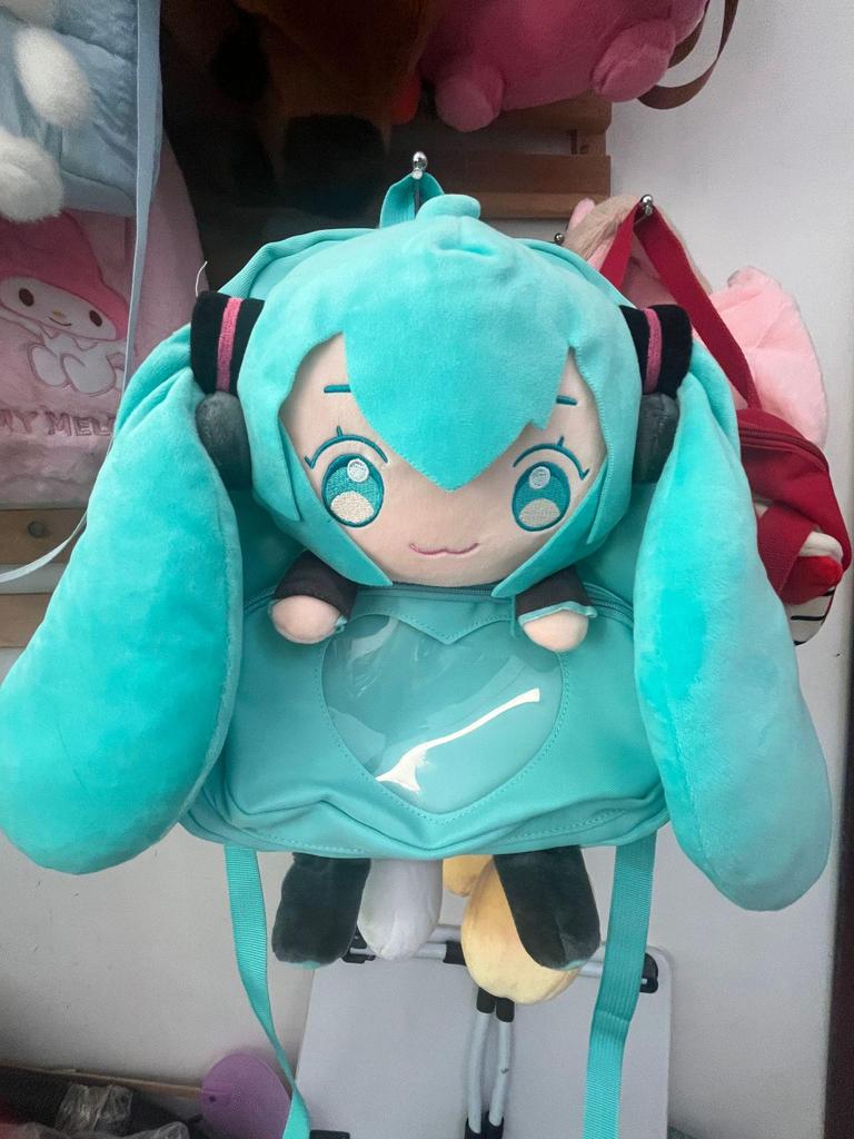 Cute Hatsune Miku Plush Backpack - Cartoon Doll Bag for College Students & Girls