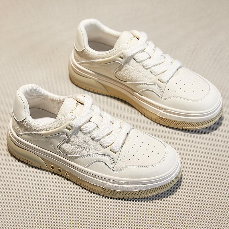 Kleine weiße Schuhe Damen Lederschuhe Herbst Neu Dicksohlige Erhöhte Freizeitschuhe Allround Weiße Sneaker Sneaker