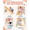 SucceBuy Indoor Playground Jungle Gym Wooden Indoor Playset with Climbing Rock Slide Wooden Ladder & Gym Rings Montessori Style