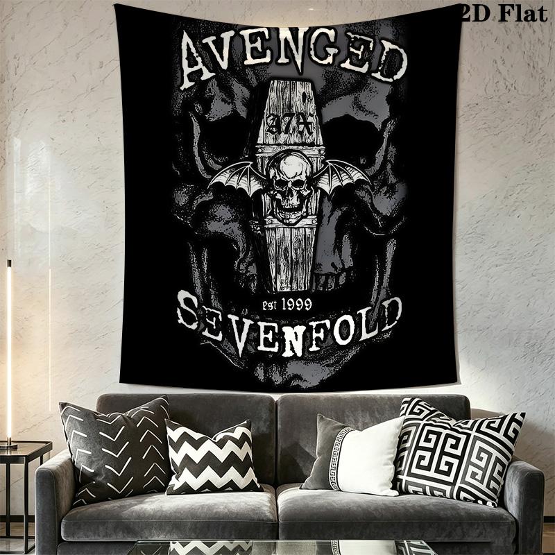 Sevenfold Skull Cross Graphic Tapestry Fashion Print Background Cloth Atmospheric Background Cloth Wall Covering Decoration Gift