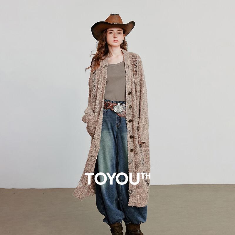 

Кардиган вязаный Chuyu в стиле ретро-номад из смесовой шерсти с эффектом потертости M