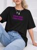 Plus Größe Sommer Gedruckt Casual Schwarz Kurzen Ärmeln Baumwolle Tops O Neck Russische Inschriften Buchstaben Frauen T Shirts
