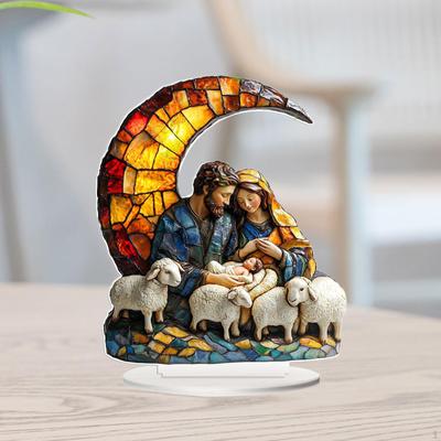 Acrylic Nativity Sign, Religious Decorative Plaque, Waterproof Desktop Ornament, Christmas