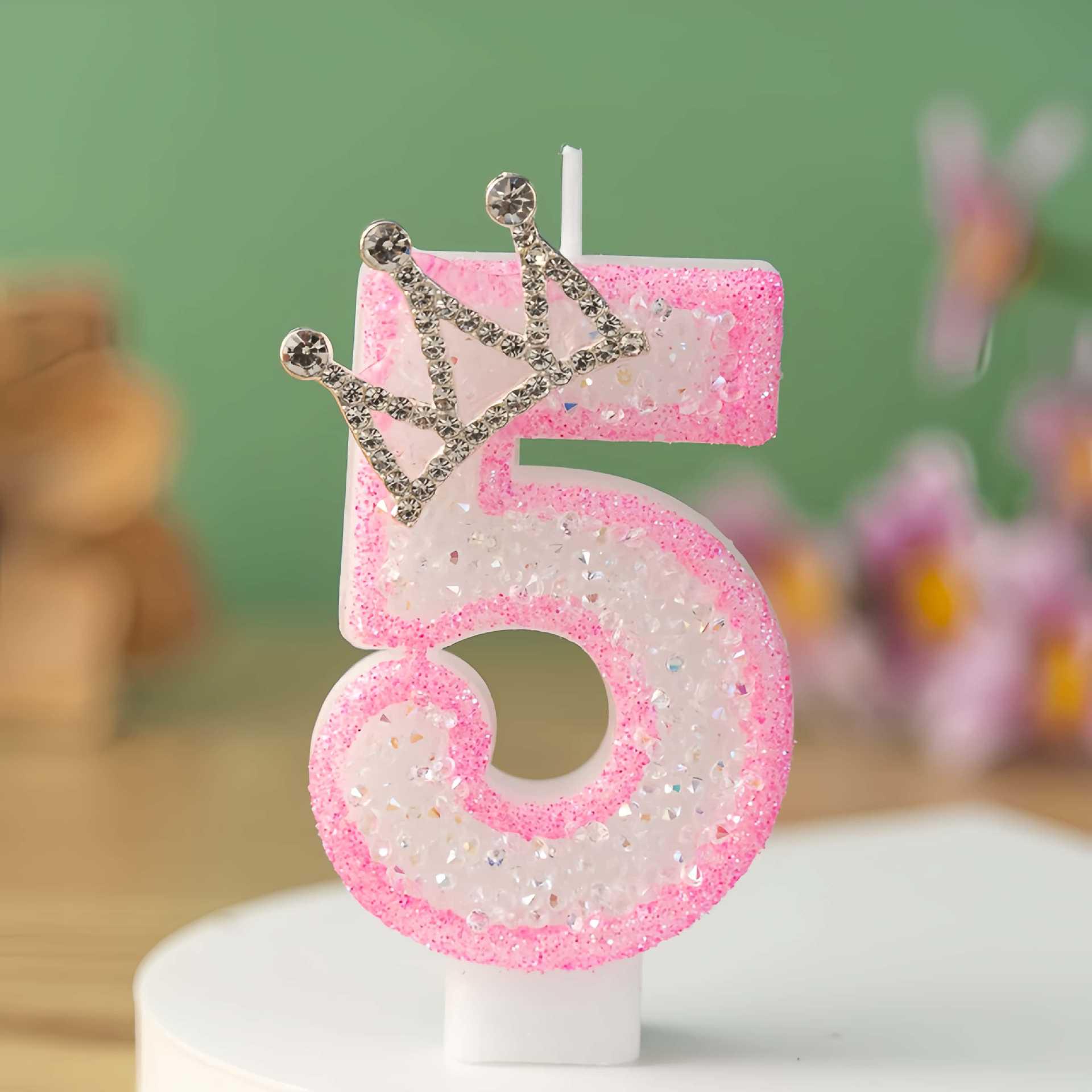 Creative First Birthday Number Candle with Crown - Princess Party Cake Decoration