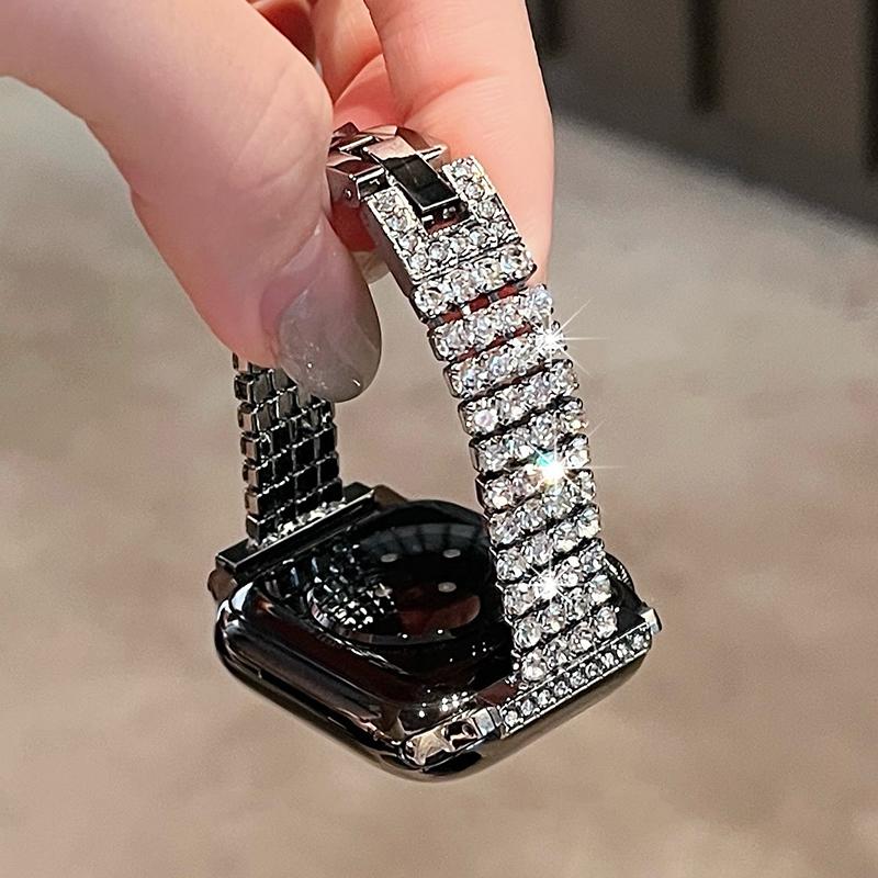 Diamond Metal Strap for Apple Watch 10 Band 42mm 41mm 46mm 44/49mm 45mm 40mm Women Belt Bracelet iWatch Series 9 8 7 Se 6 Ultra