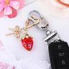 Elegant Strawberry Keychain Charm Pendant Convenient for Women Girls Fashionable Bag Charm with Heart Clasp Designs