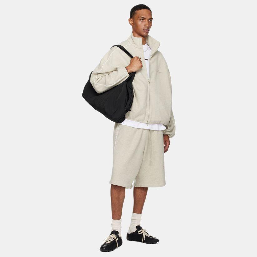 Fear of God Essentials Modern Fleece Track Jacket With Piping 'Heather Stone Cloud White' Men's 202SP256892F