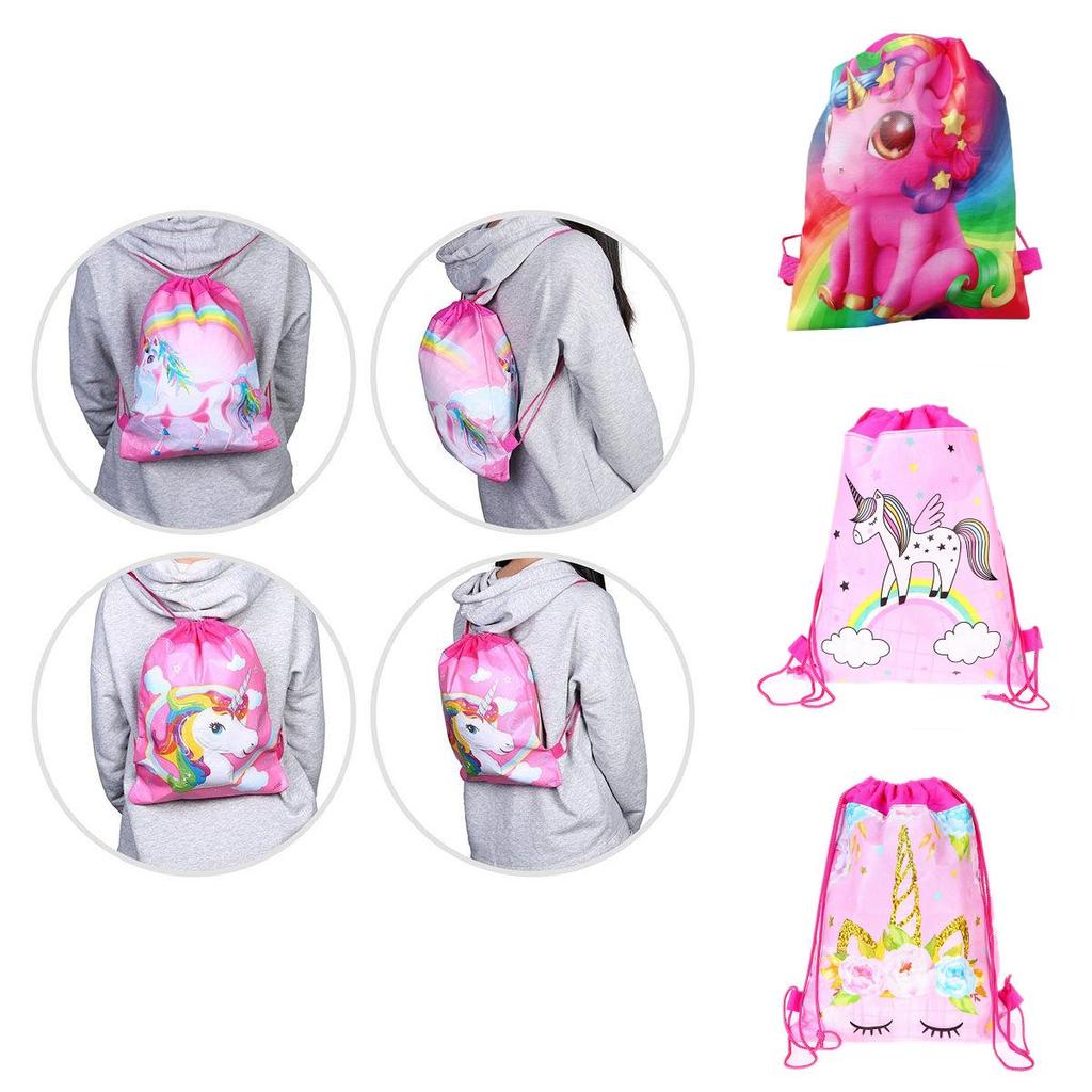 Adorable Unicorn Drawstring Bag For Girls With Cute Cartoon Design For Travel And School