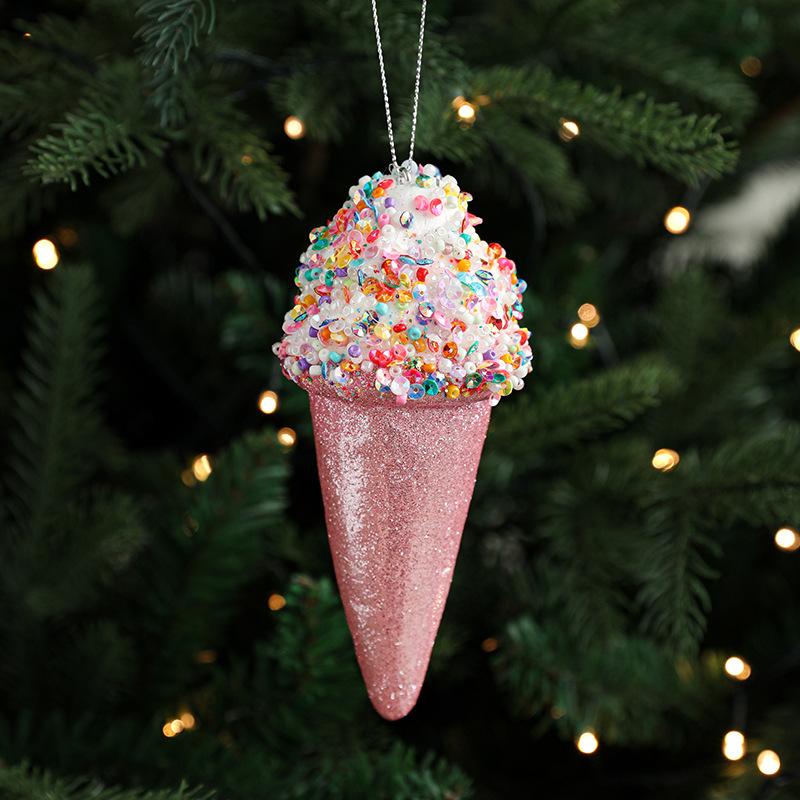 Creative Christmas Hanging Cute Ice Cream Pendant Navidad 2026 Christmas Decor Xmas Tree Decor New Year Gift Toys