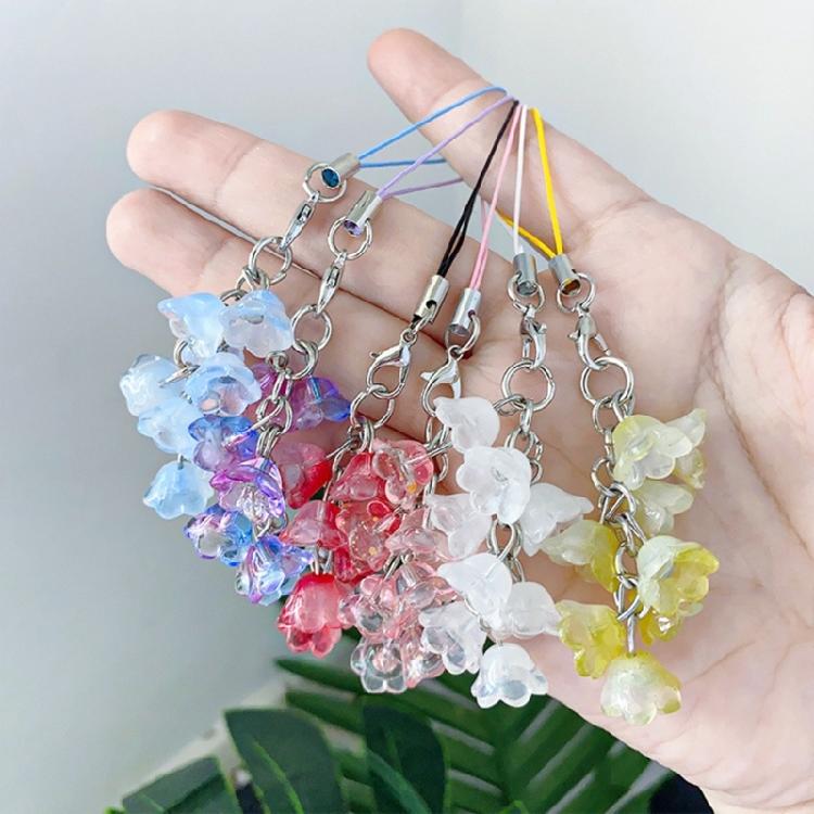 Handmade Phone Lanyard Fashion Keychain Lilys of the Valley Flower Phone Chains
