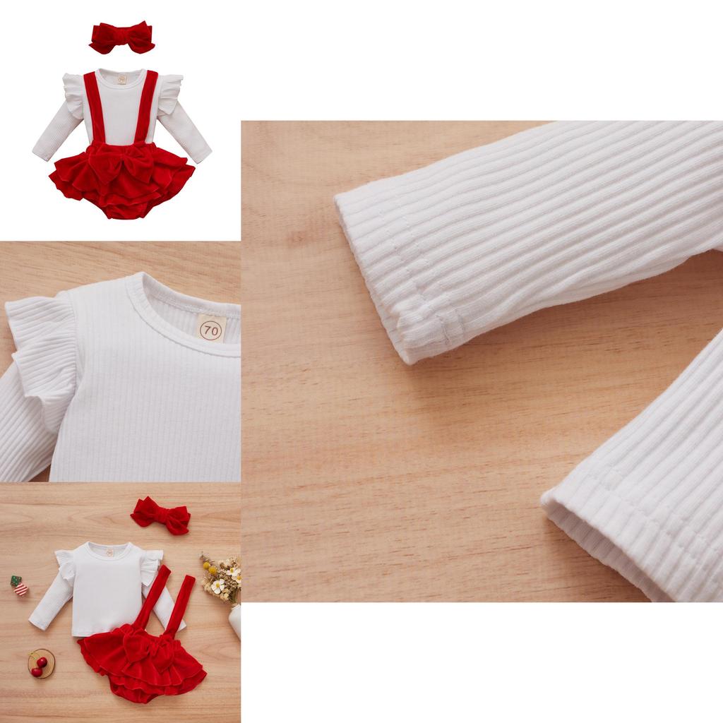 Söt och mysig juloutfit för babyflickor med långärmad topp och kjol