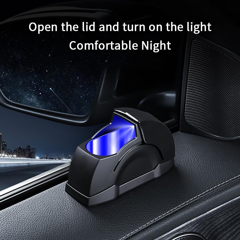 Car Ashtray Door Mounted Smokeless Ash Tray With Lid Portable Auto Truck Trash Bin Garbage Can Stainless Steel Liner Accessory