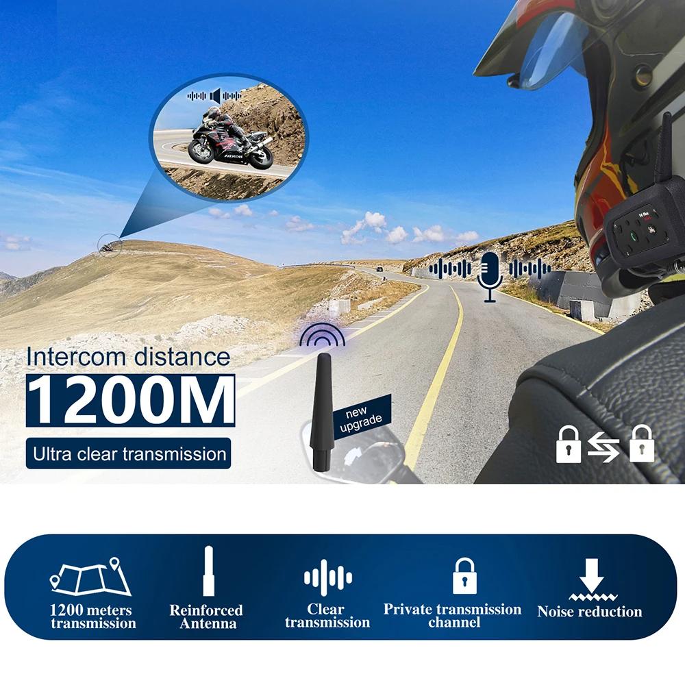 V6 Pro Motorradhelm-Gegensprechanlage – 1500 m Bluetooth 5.0-Headset mit DSP-Rauschunterdrückung, 6-Fahrer-System