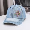 Vibrant Rhinestone Flower Embellished Baseball Cap - Lightweight, Adjustable, Trendy Sun Hat for Women with Solid Colors