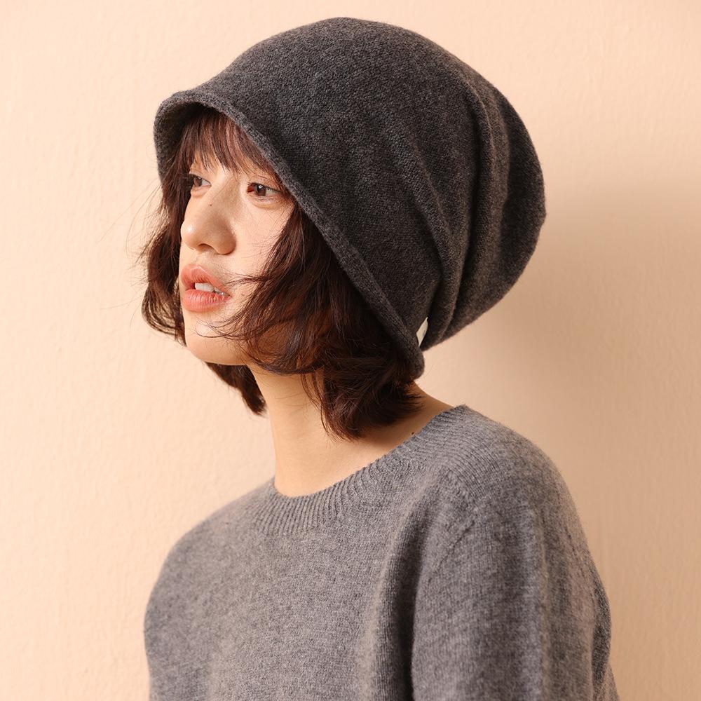Autumn and winter new 0% all-wool striped knitted hat stacking hat women's fashion versatile warm hat