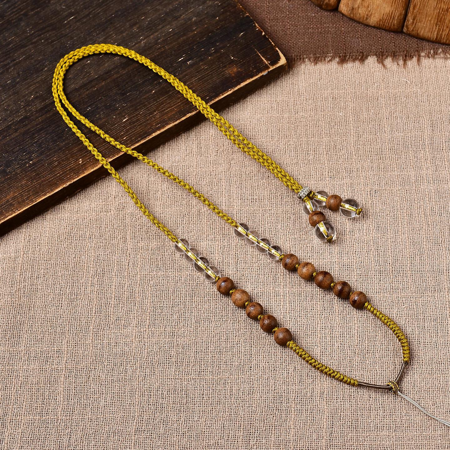 Agarwood Jade  White Crystal Handwoven Unisex Pendant