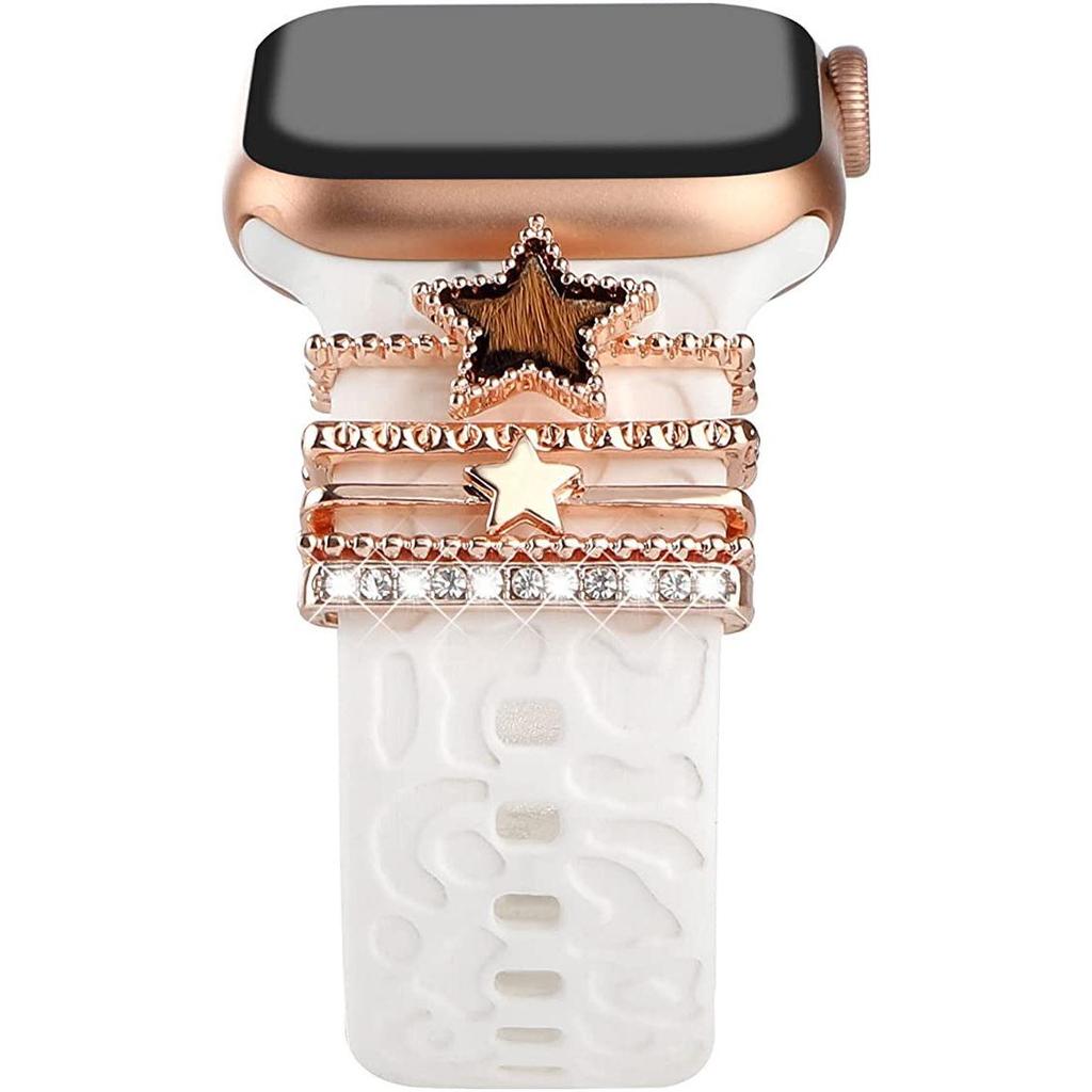 Trendy Silicone Strap for Apple Watch 8 & Samsung - Hot Accessory with Rings/Studs