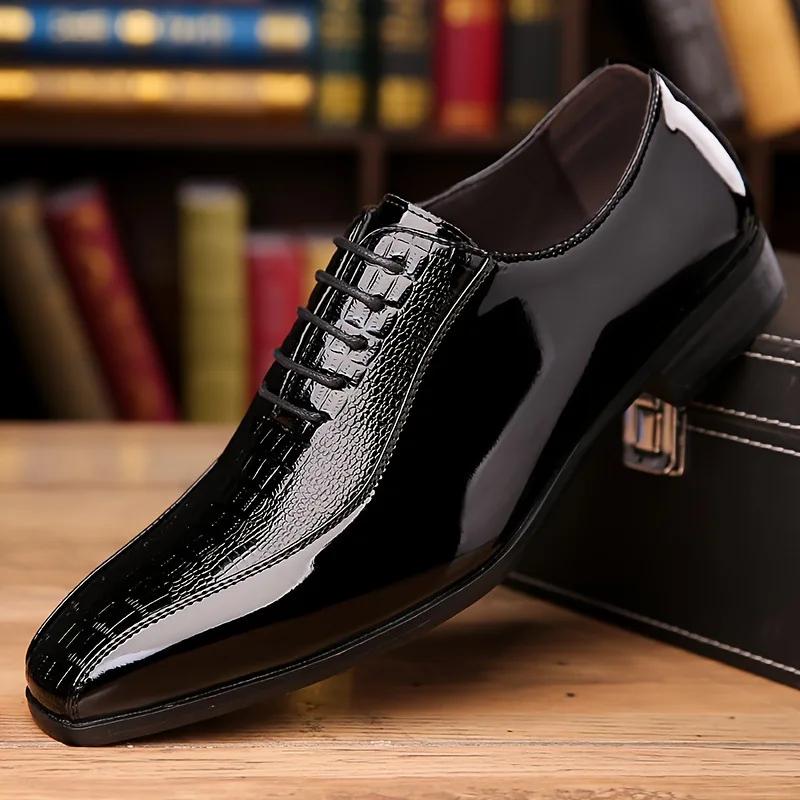 

New Men Leather Casual Shoes Fashion Pointed Toe Business Leisure Dress Shoes 47 чорний
