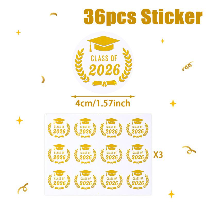 2026 Graduation Ceremony Decorative Adhesive Round Stickers for School Celebrations and Atmosphere