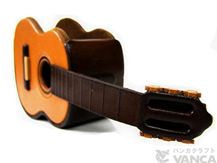 Genuine Leather Guitar Glasses Stand in Handmade by [VANCA] [Made Japan, Artisans]