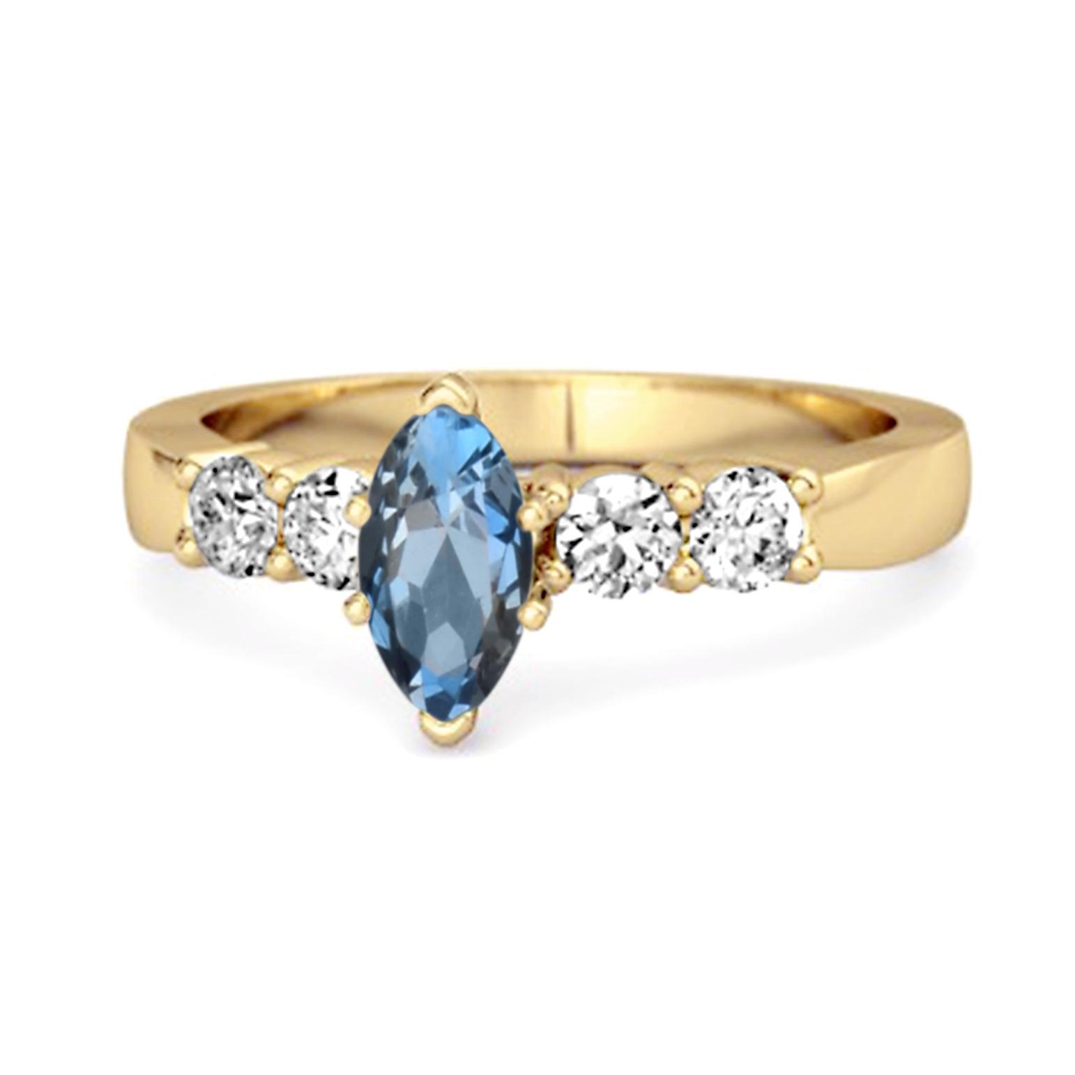 London Blue Topaz Tapered Five- 925Stone Ring - 925 Sterling Silver Gold Vermeil 12 жёлтый