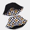 Chrysanthemum Plaid Basin Hat Women's Fashiontrendydaisy Reversible Fisherman Hat Men's Japanese Style Face Small Hat Trendy