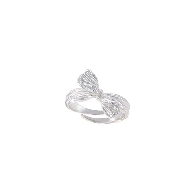 Stylish Korean Textured Knot Butterfly Knot Ring For Women With Adjustable Size And Unique Design