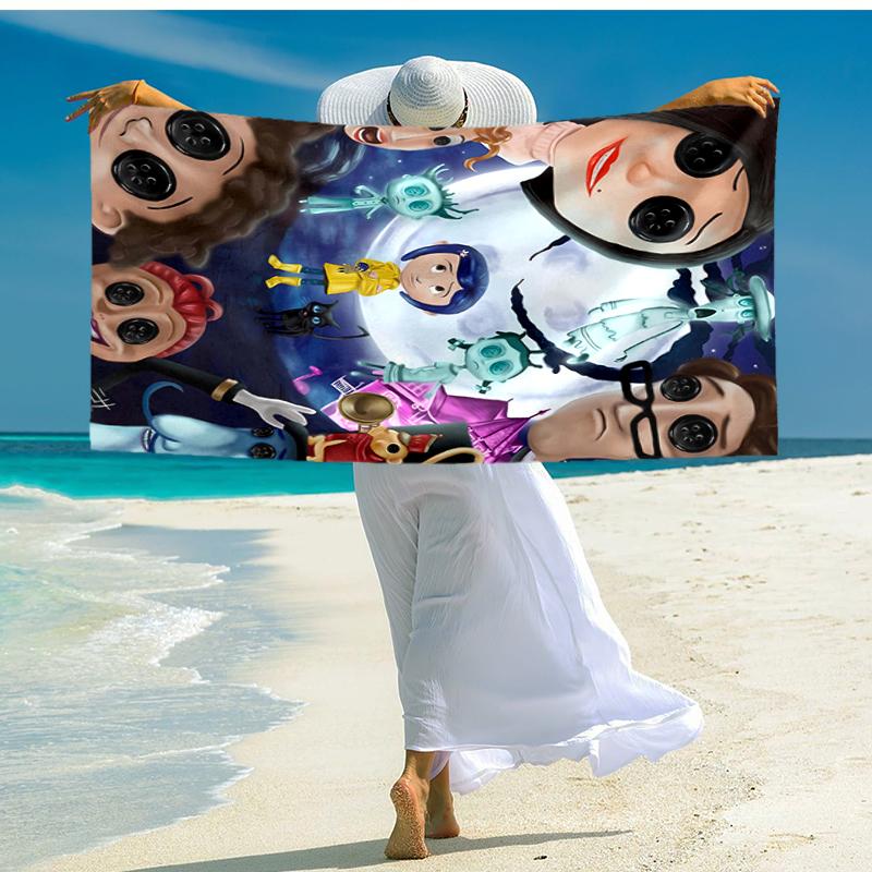 1pc C-Coraline (2) Beach Towel, Comfortable and Thick, and Swimming/Bath/Picnic/Camping Towel, Suitable for Seaside Beaches