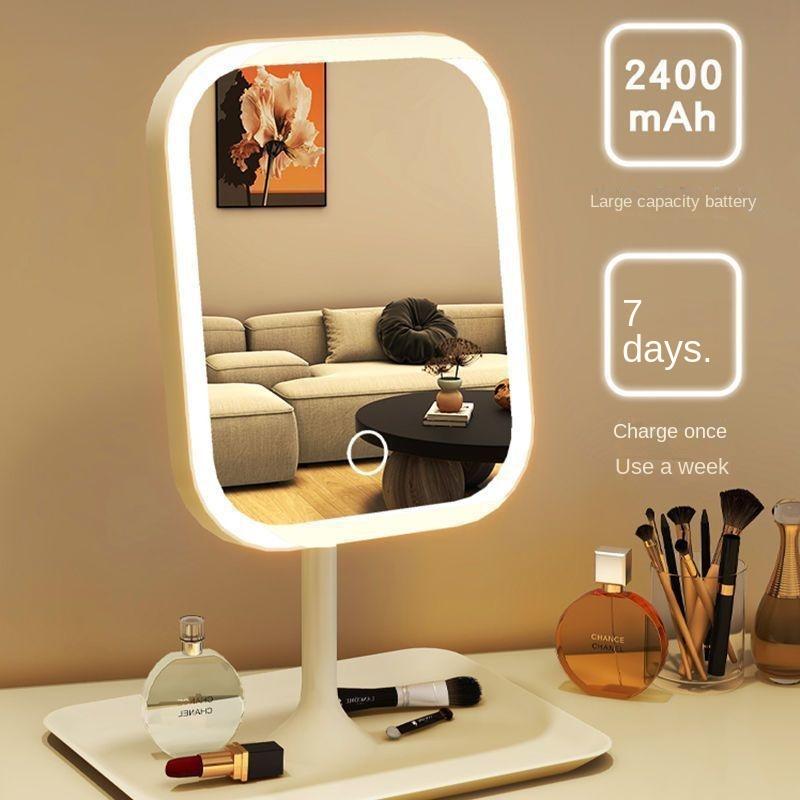 Lustro kosmetyczne na biurko Niche Modern z 3 kolorami światła LED, dotykowe lustro do makijażu, lustro do ubierania do sypialni damskiej